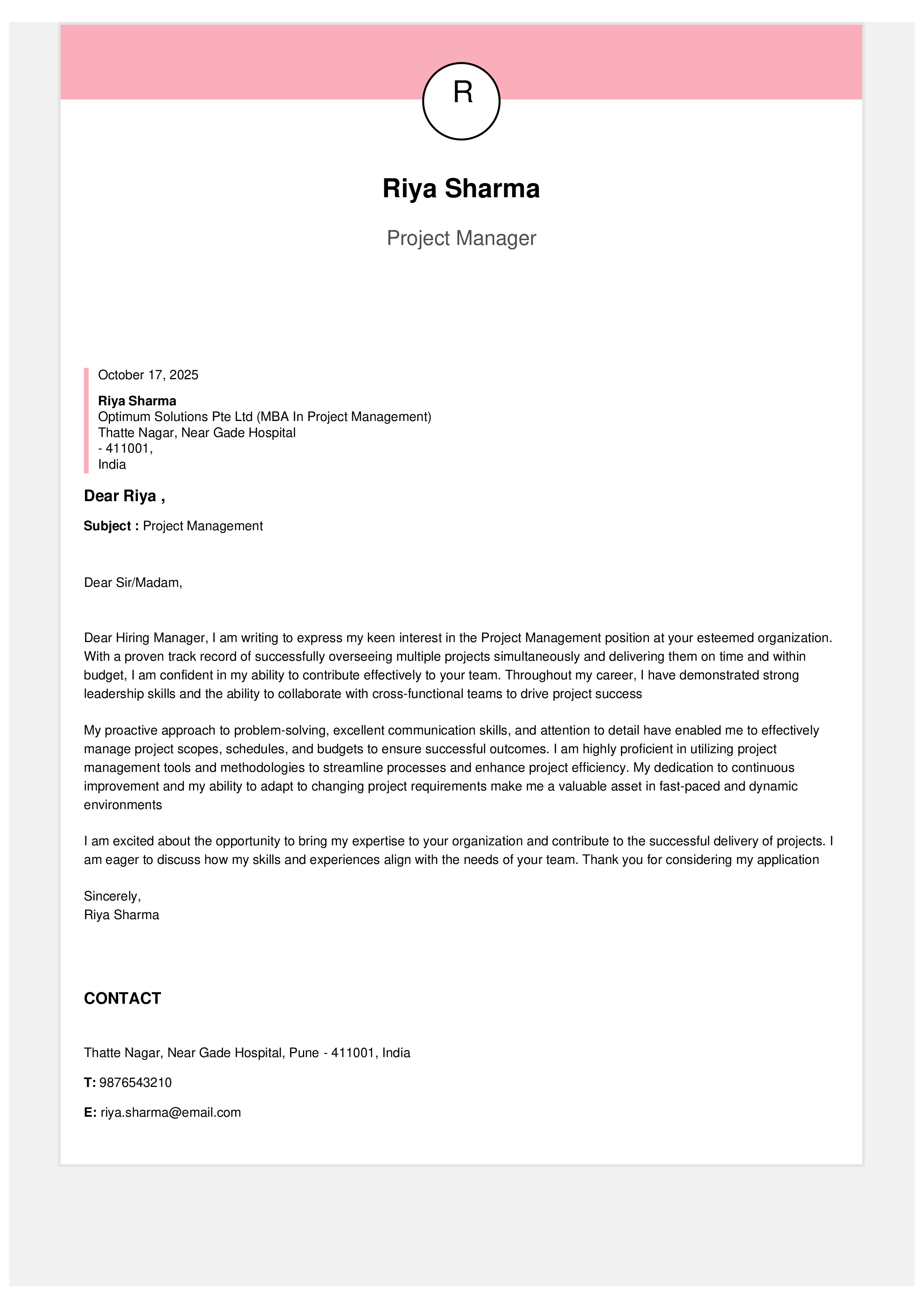 Engineer at R&H Hall Resume Sample