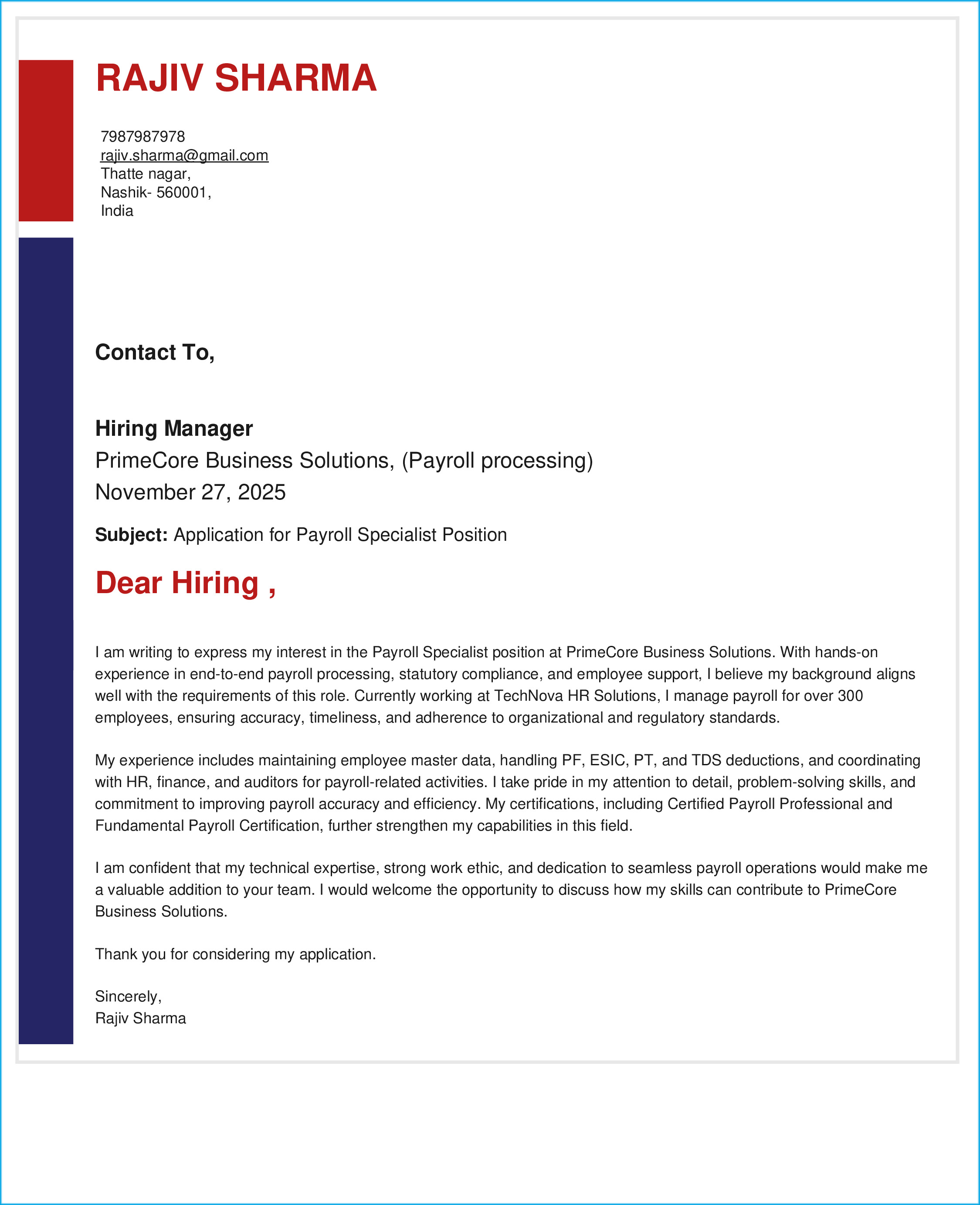 IRS Tax Examiner Resume Example