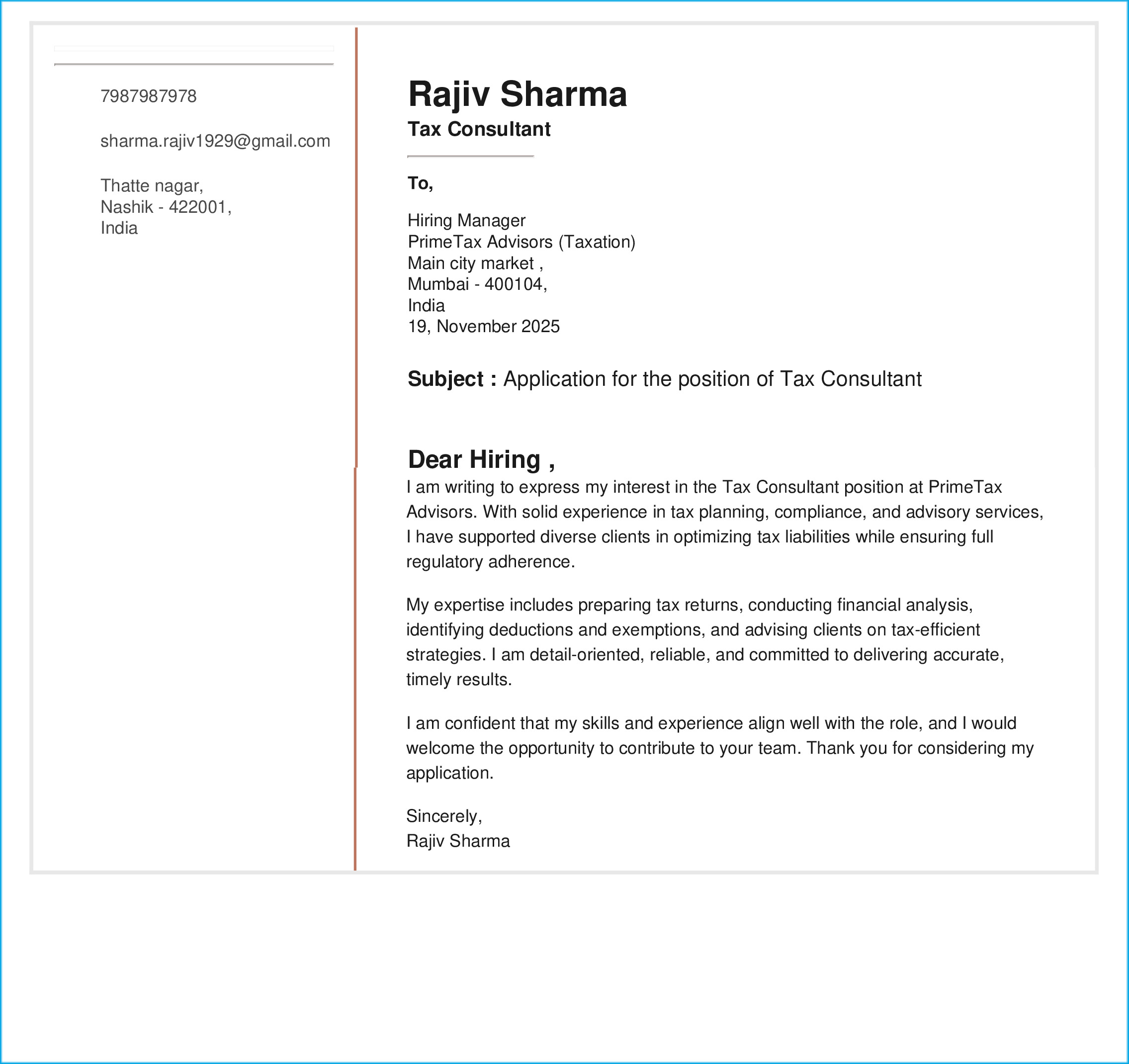 IRS Tax Examiner Resume Example