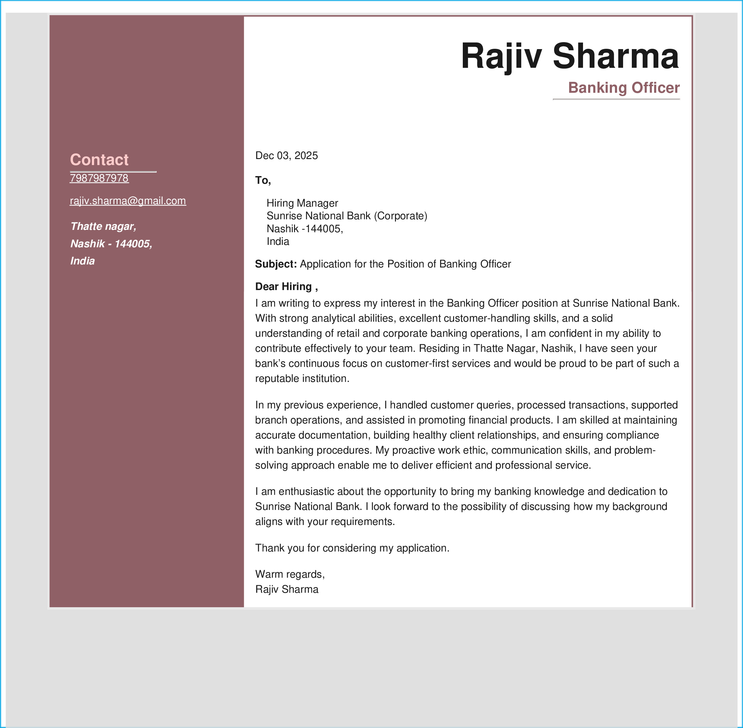 Engineer at R&H Hall Resume Sample