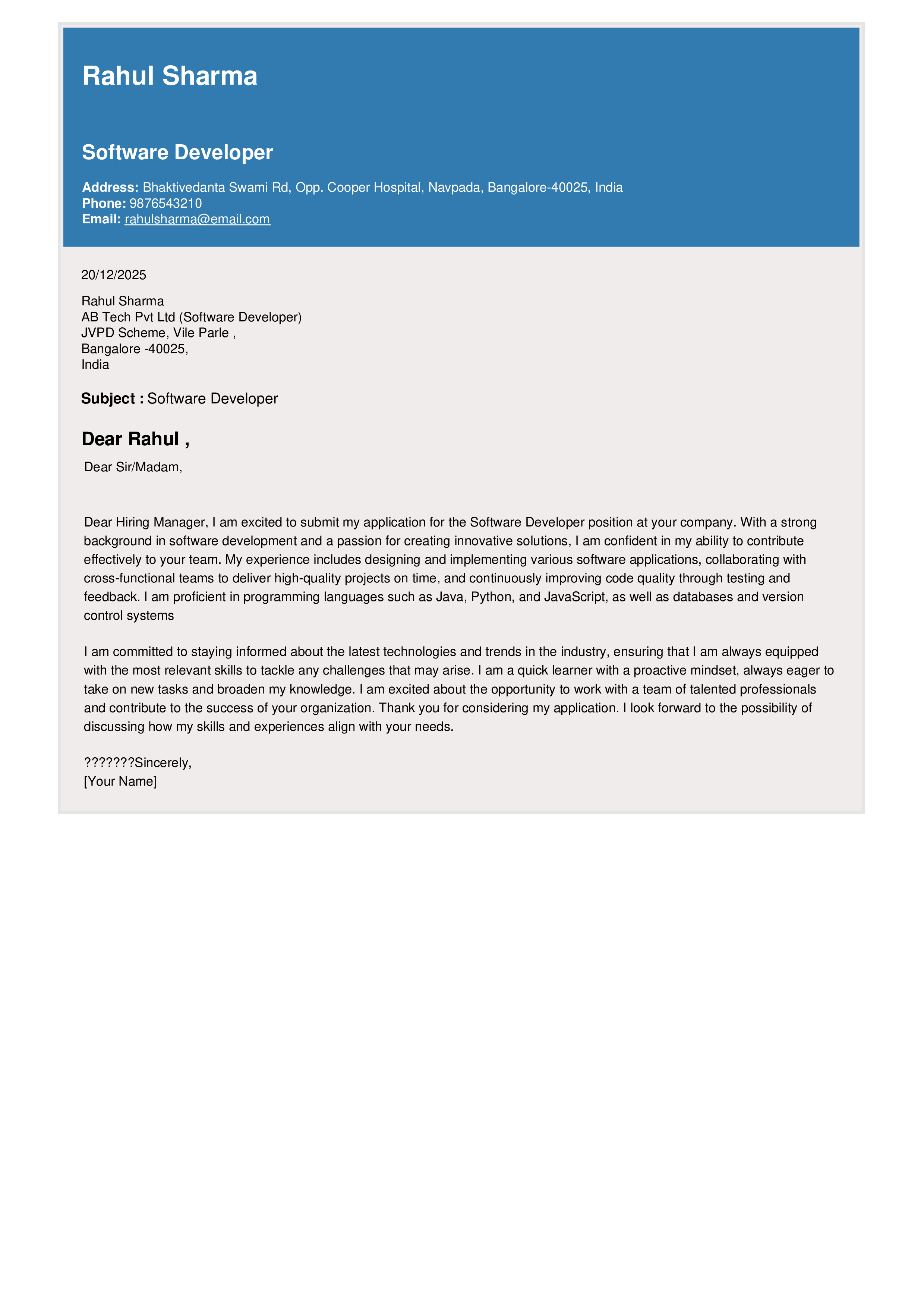 Engineer at R&H Hall Resume Sample
