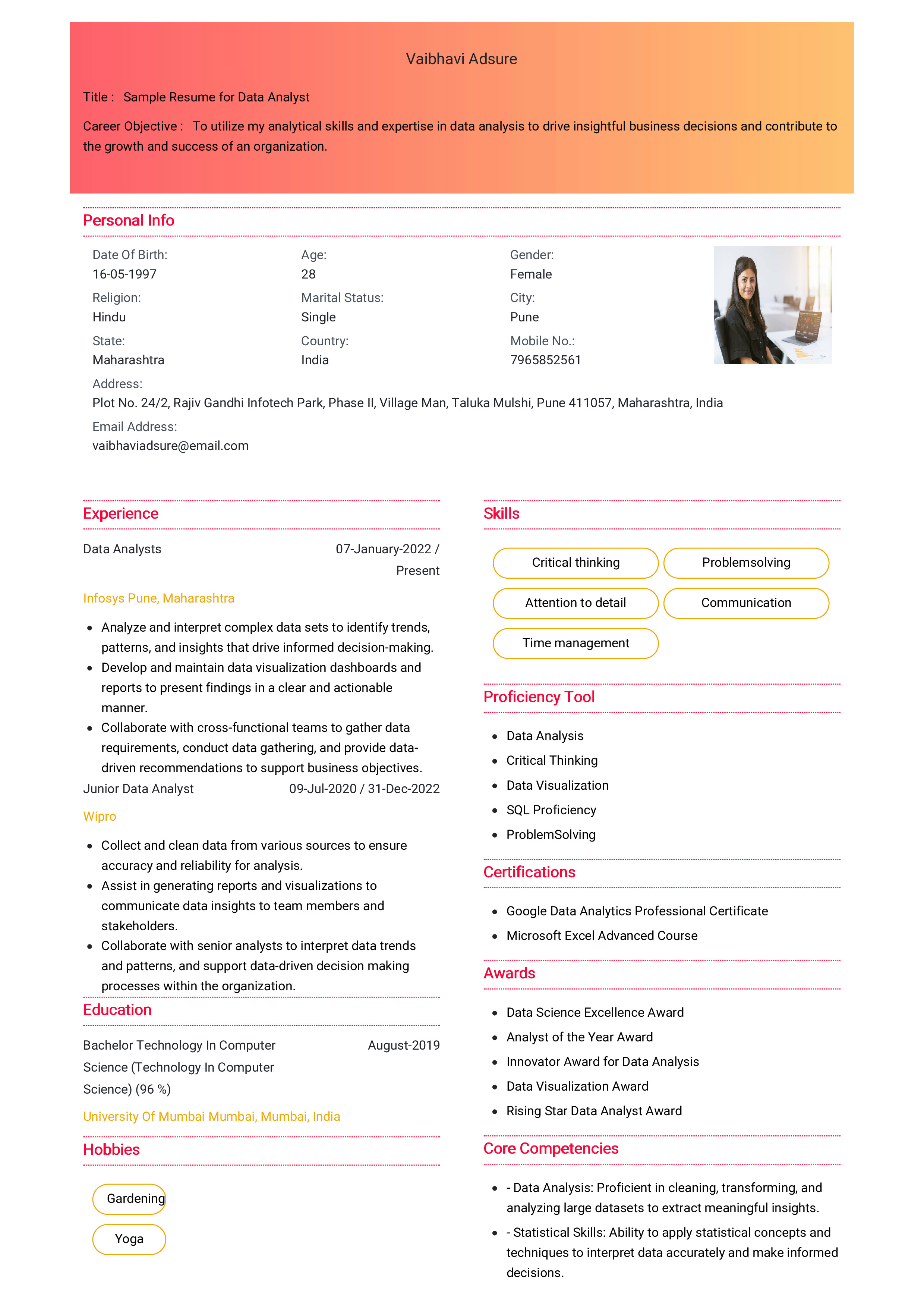 IRS Tax Examiner Resume Example