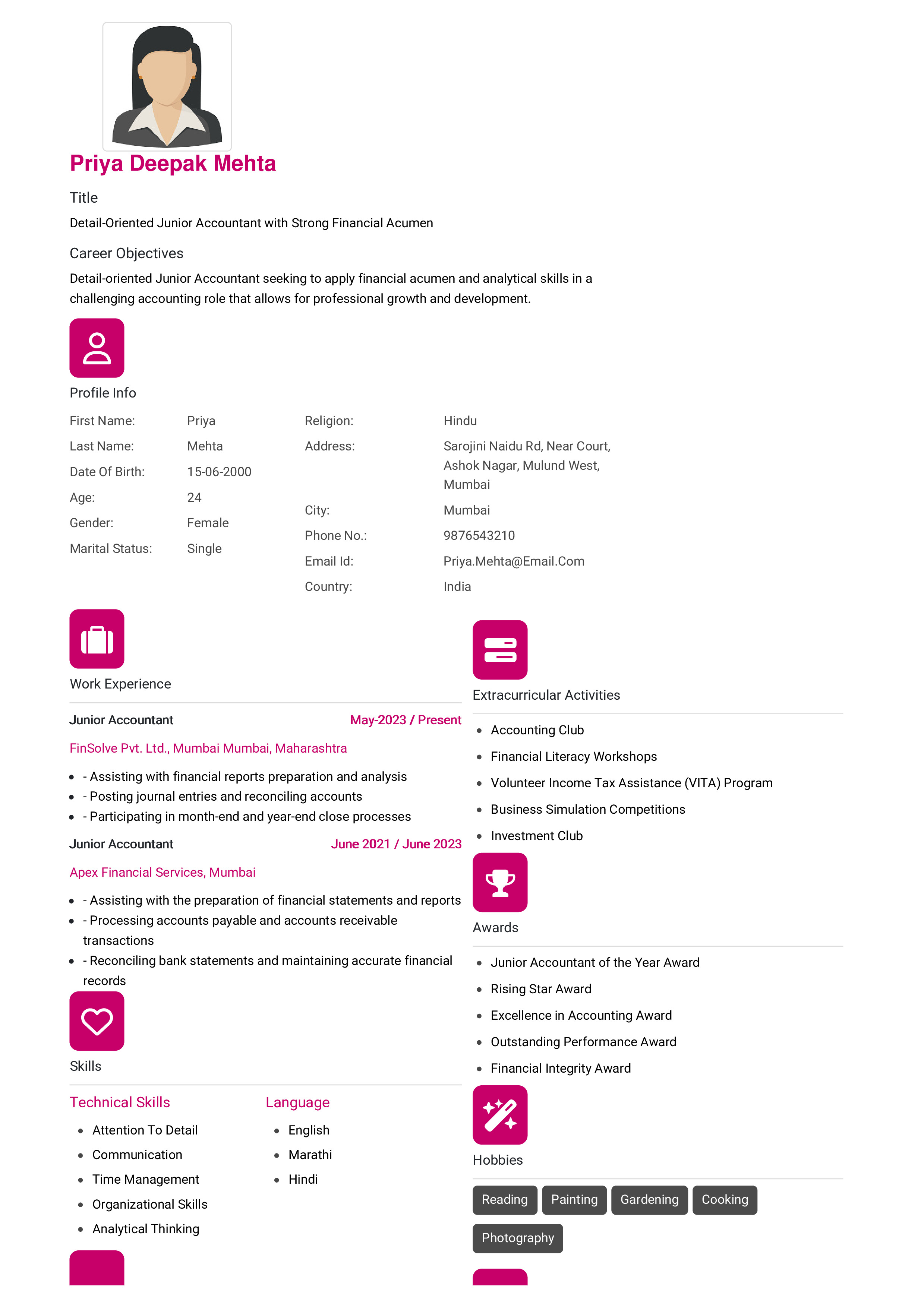 IRS Tax Examiner Resume Example