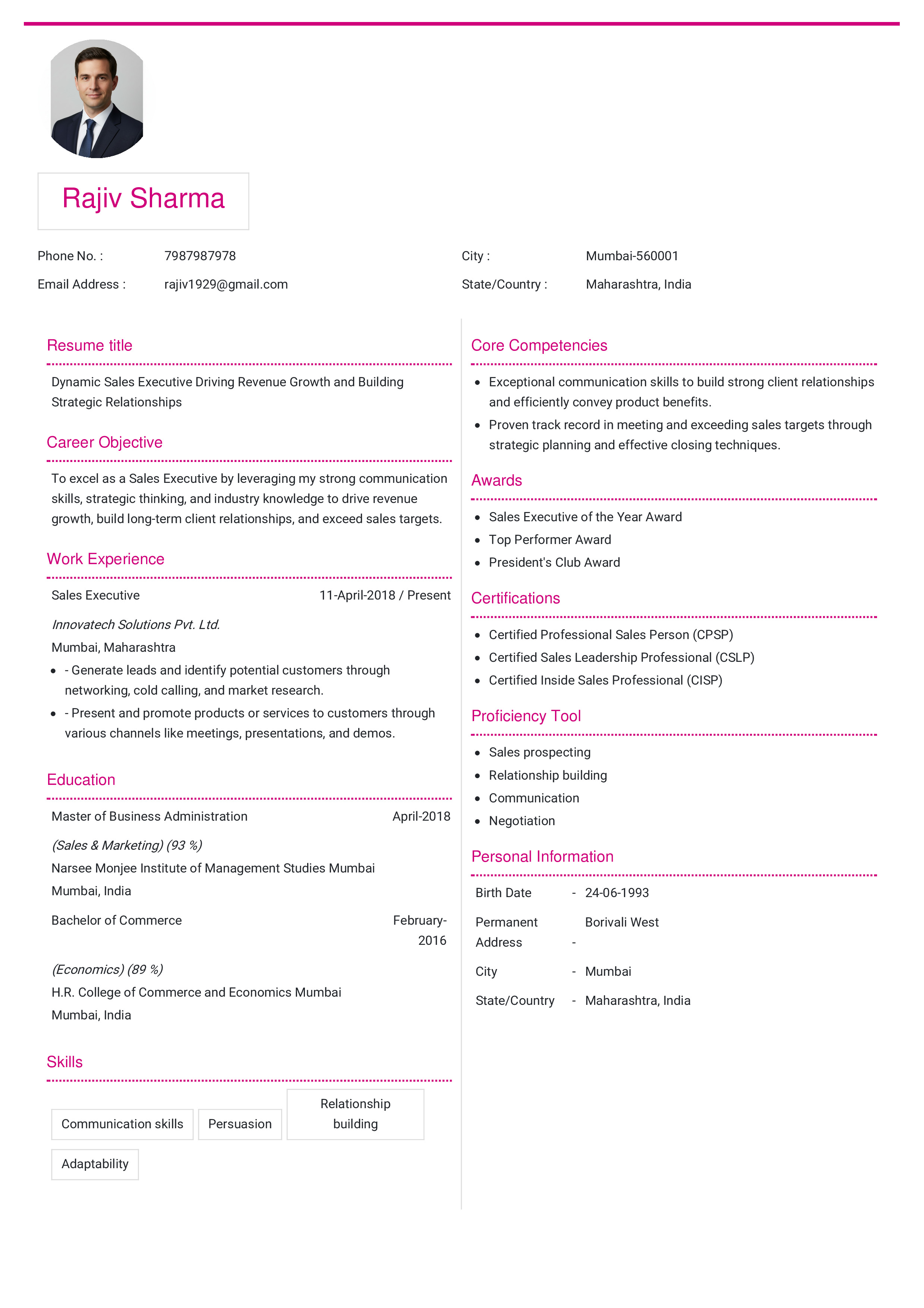 IRS Tax Examiner Resume Example