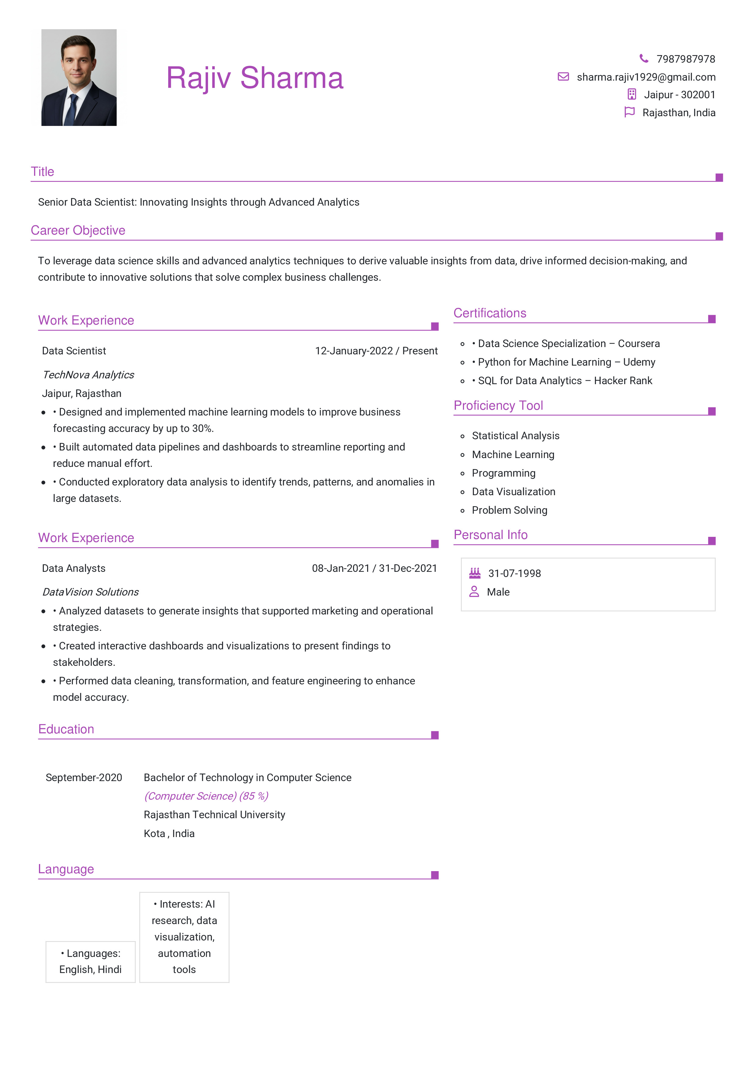 IRS Tax Examiner Resume Example