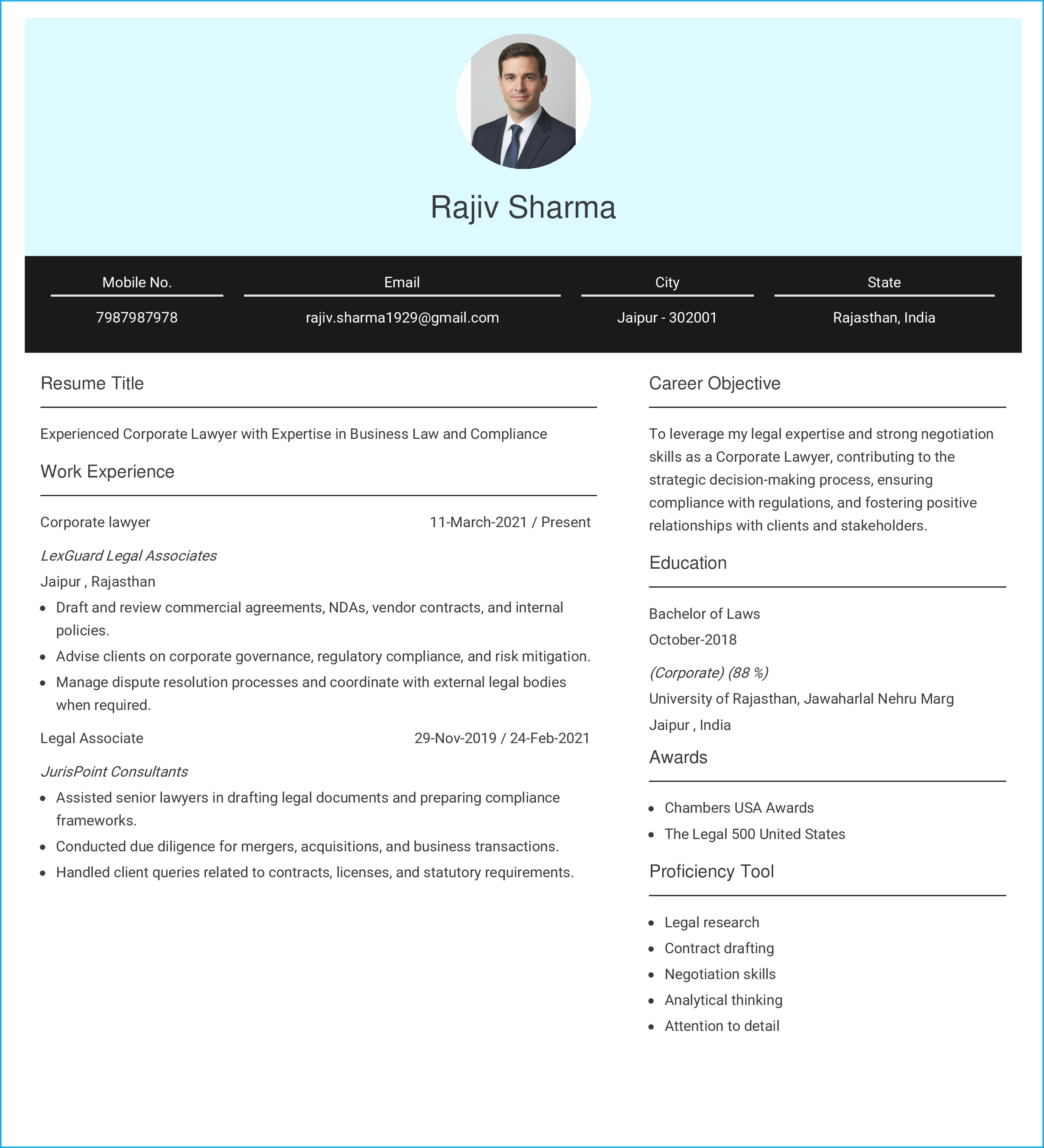 IRS Tax Examiner Resume Example