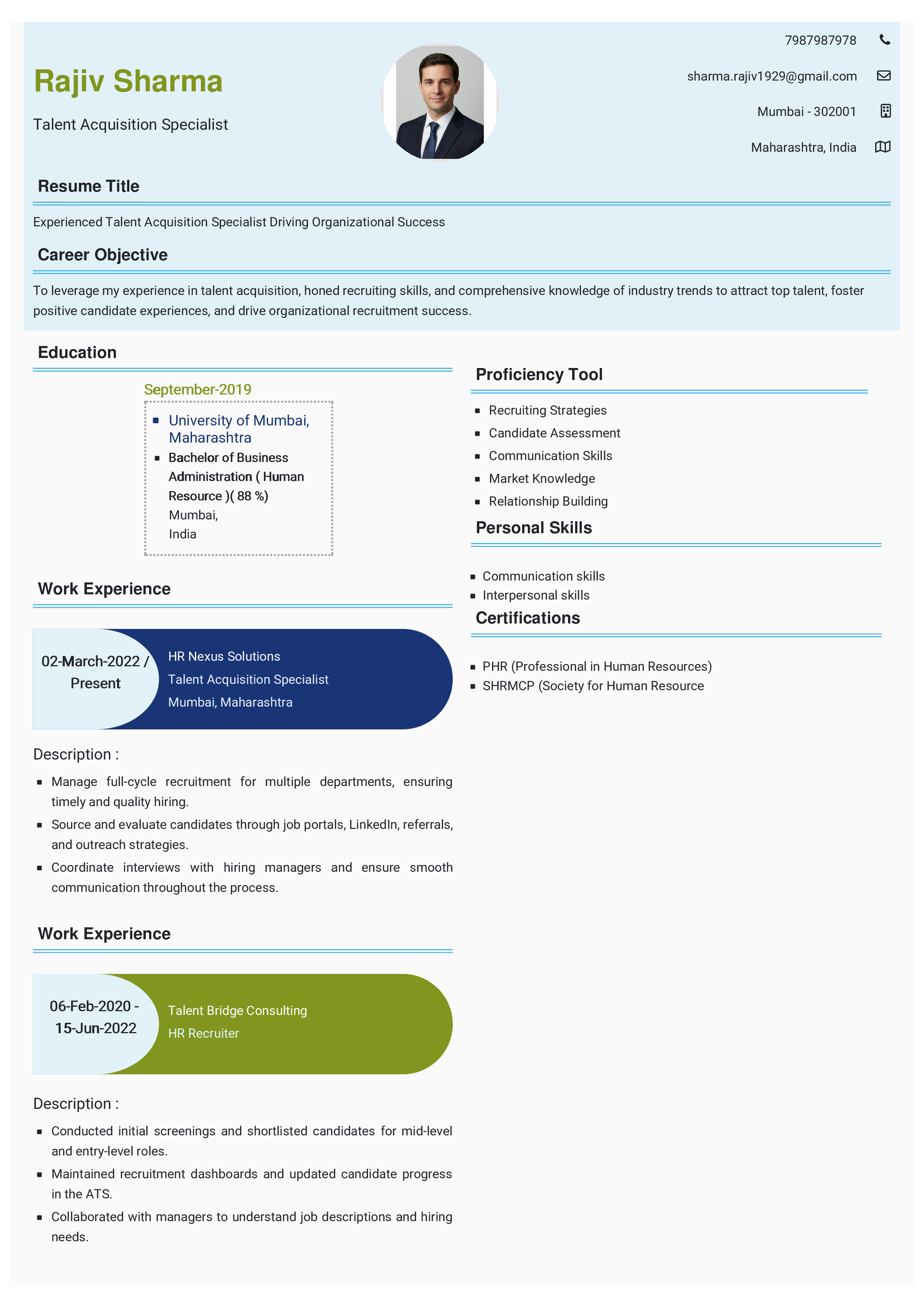 IRS Tax Examiner Resume Example