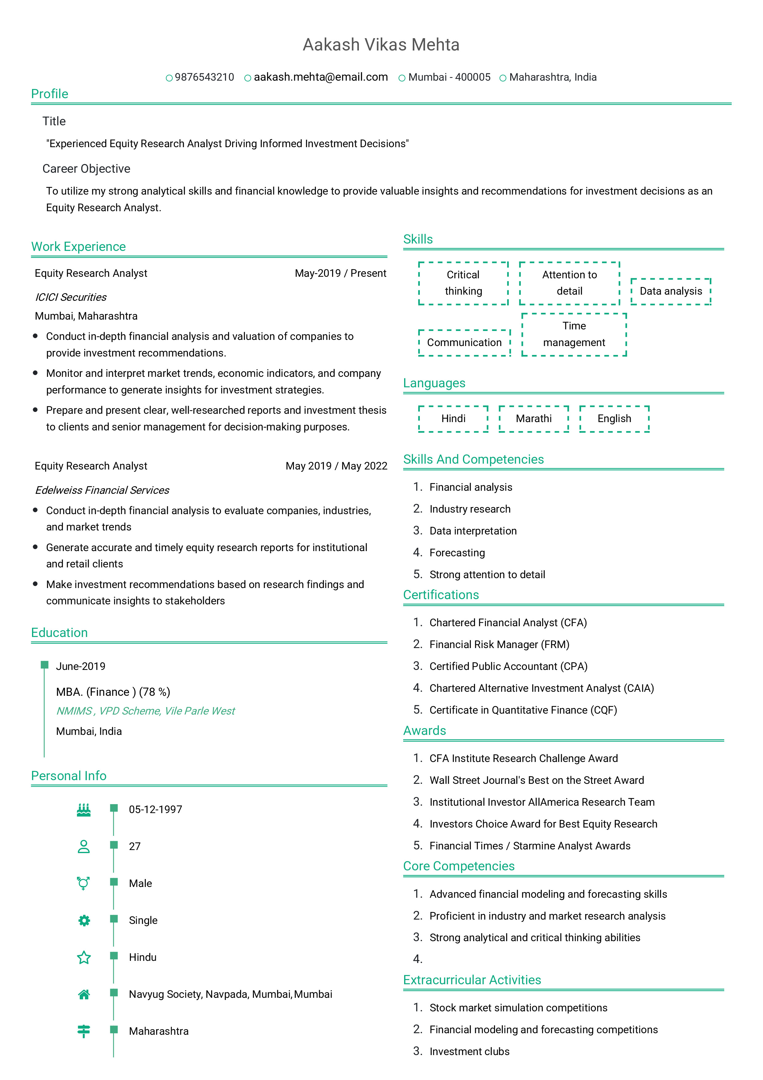 IRS Tax Examiner Resume Example
