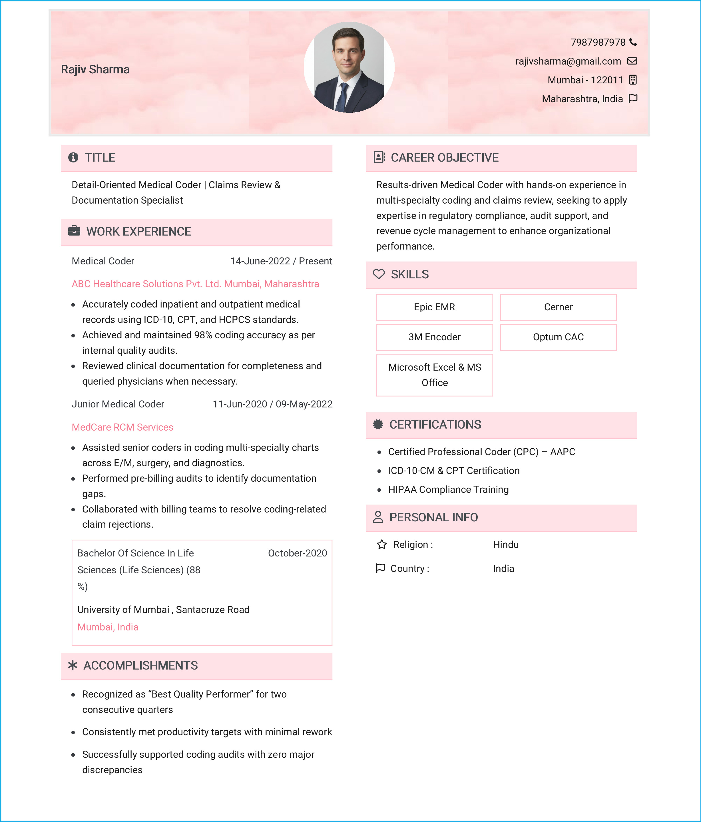 IRS Tax Examiner Resume Example