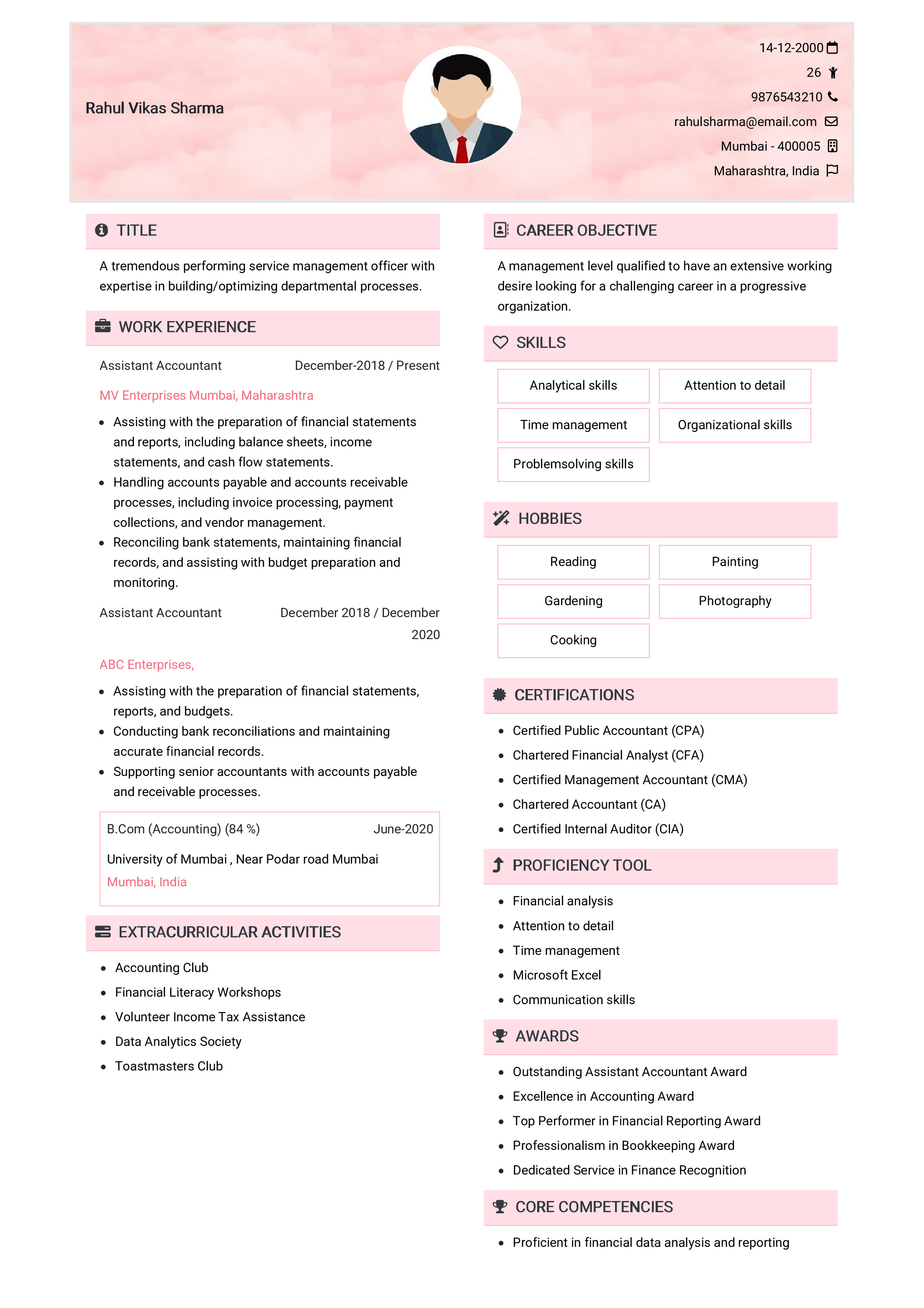 IRS Tax Examiner Resume Example