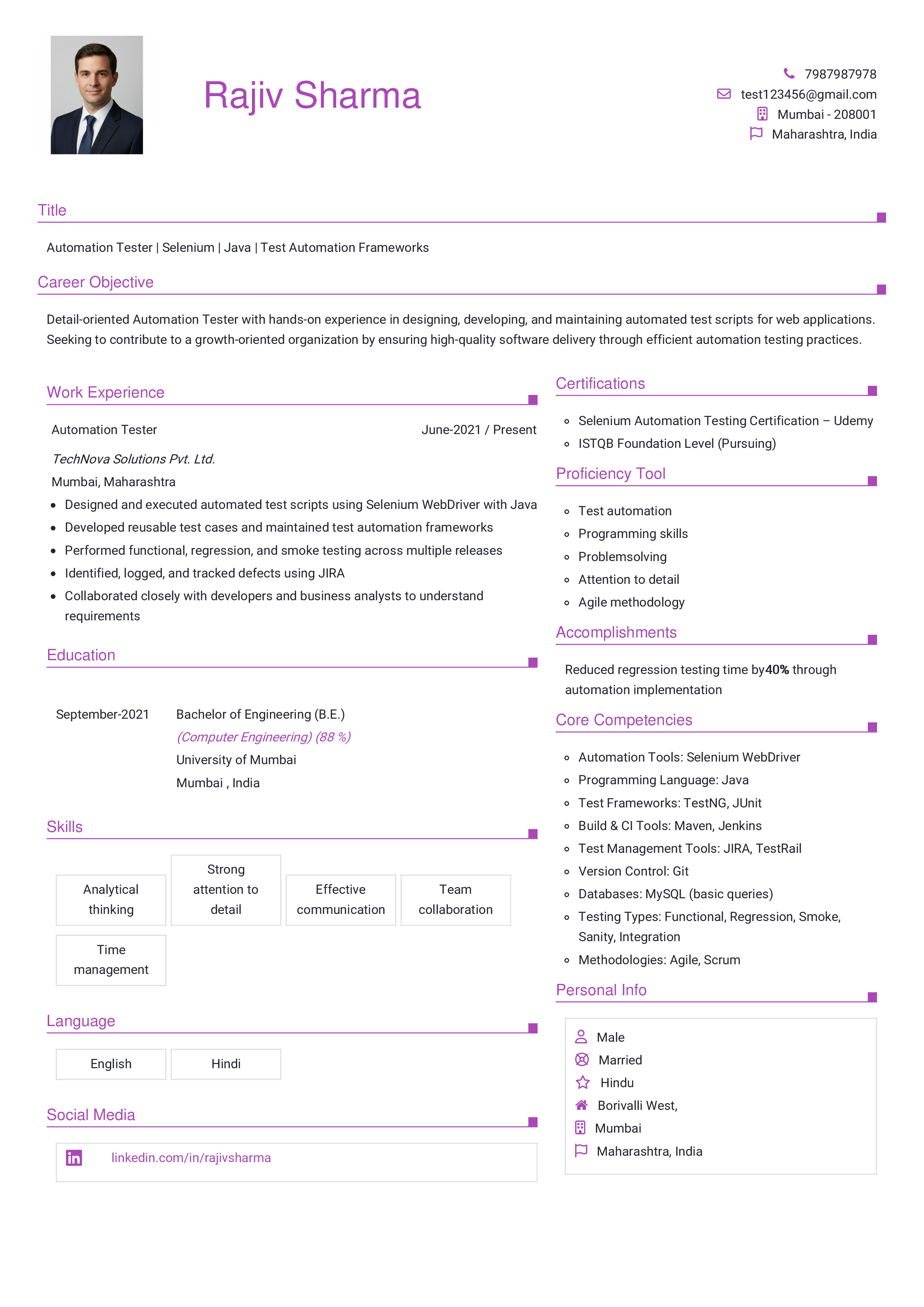 IRS Tax Examiner Resume Example