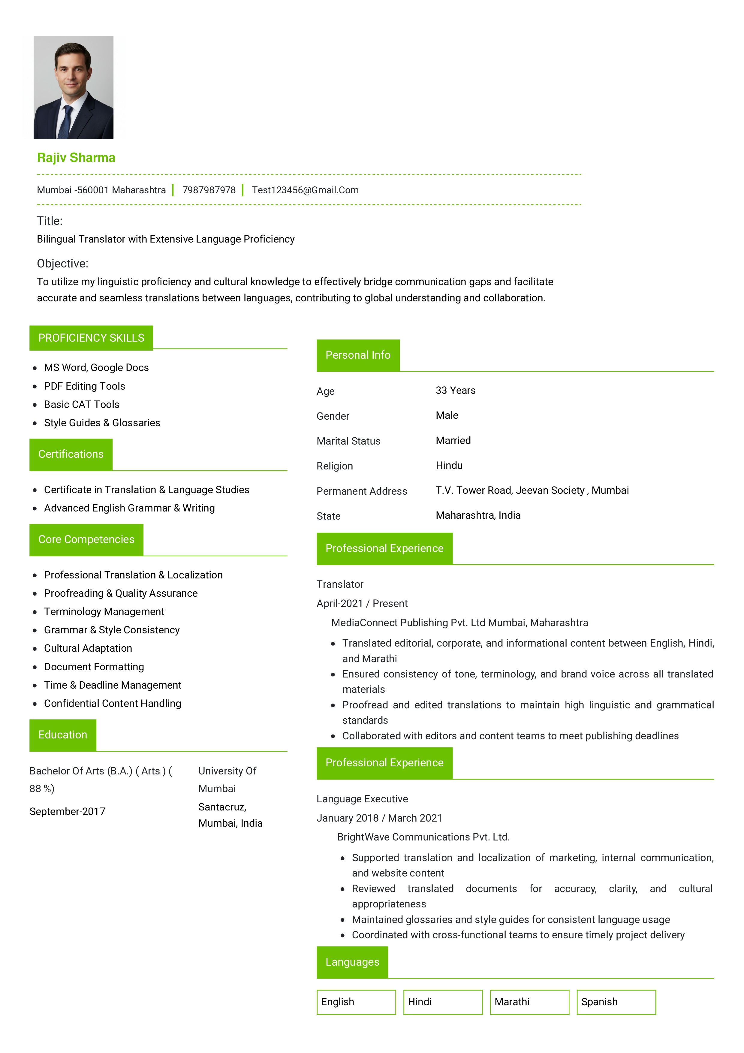 IRS Tax Examiner Resume Example