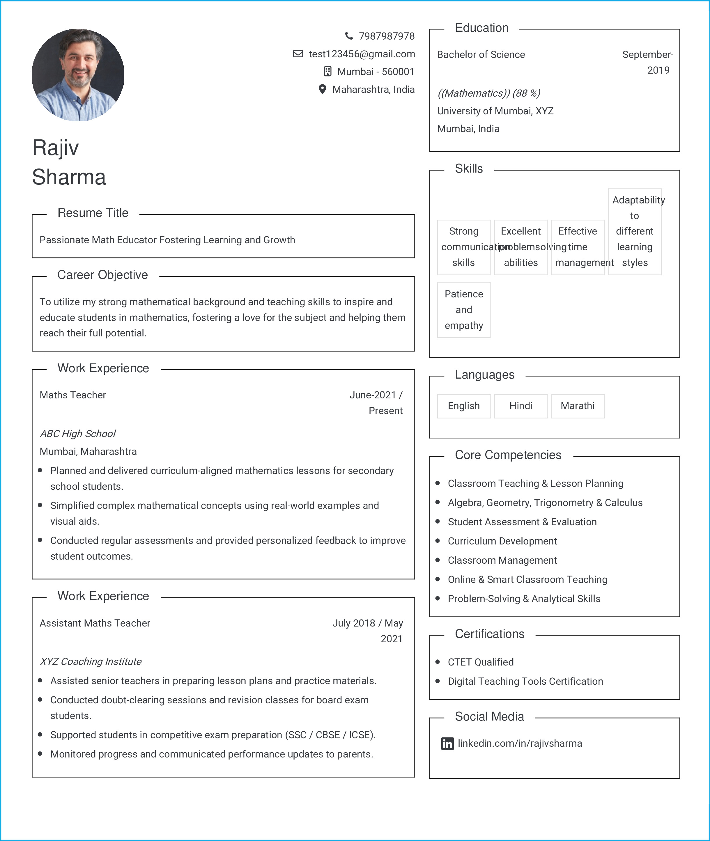 IRS Tax Examiner Resume Example